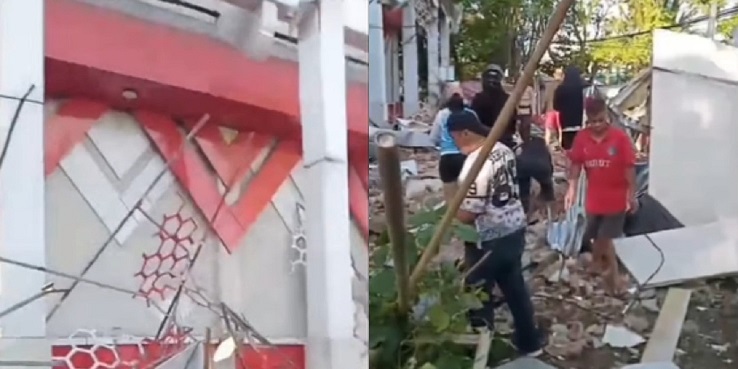 Gempa Magnitudo 7,6 Guncang Sulut, Gedung KONI Manado Ambruk Timpa Pemilik Kantin